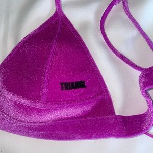 triangl bikini top-sparkly magenta